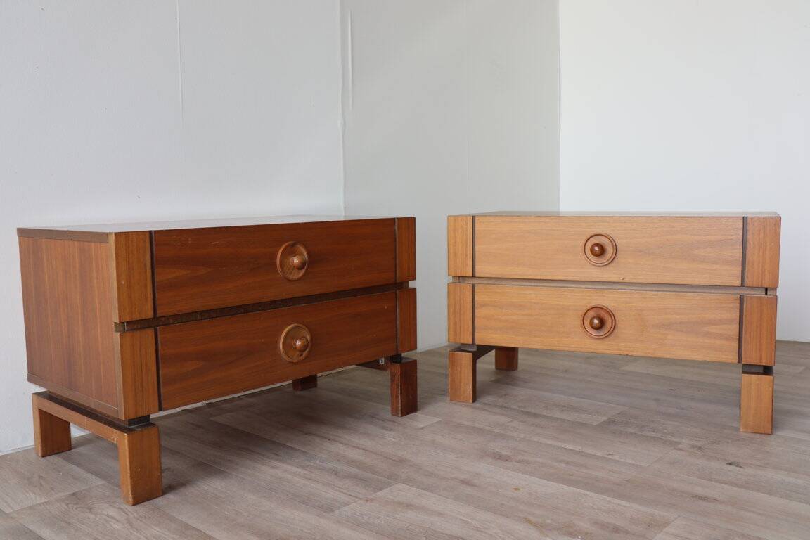 Pair of vintage wooden bedside tables, 1970s