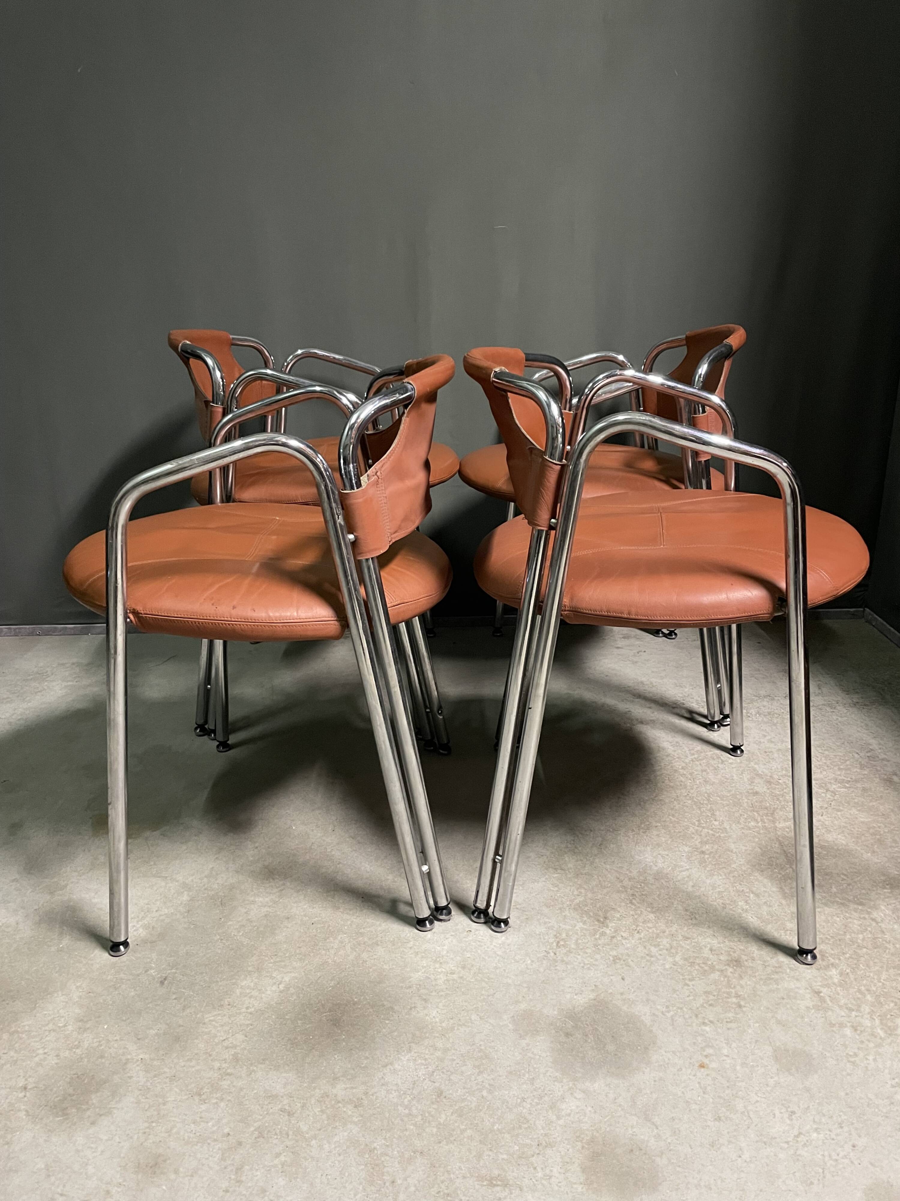 Set of 4 Italian designer chairs 1970's