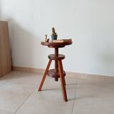 Vintage screw stool in solid oak