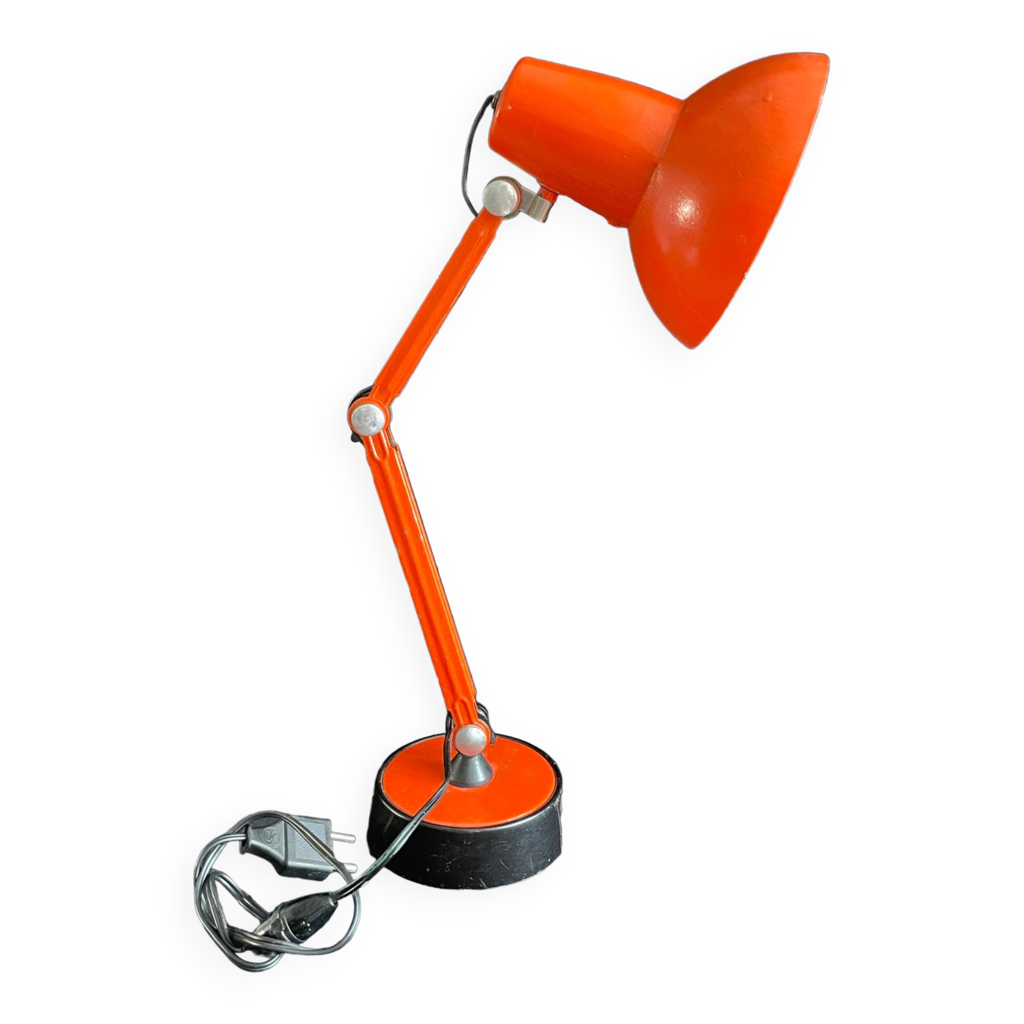 VENDU - Lampe de bureau vintage articulée orange - belOpus