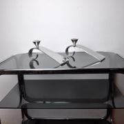 Pair of comma candlesticks by matthew hilton, England, 1980