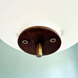 Pendant lamp in teak and white opaline, design Goffredo Reggiani, 1960