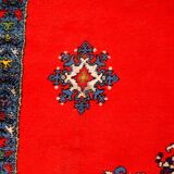 Tapis vintage fait main Berbère en laine rouge éclatant (170cm x 240cm)