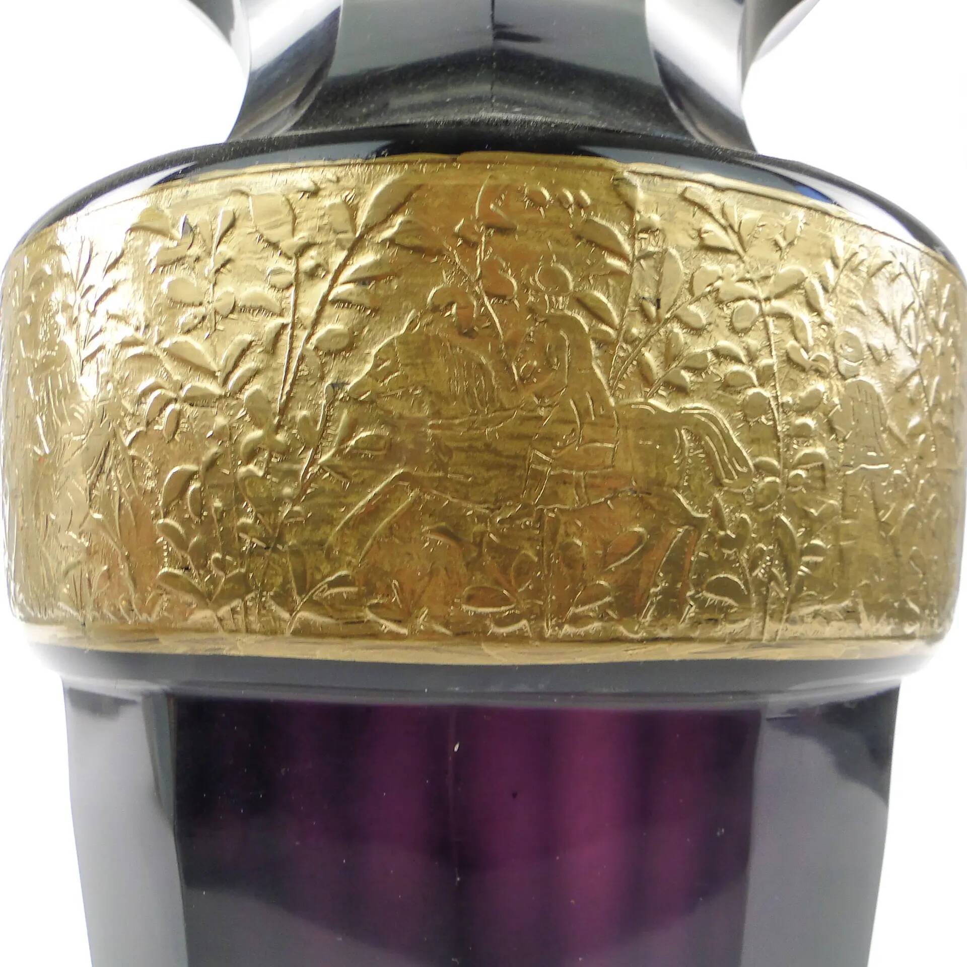 Art Deco vase, manganese glass, oroplastic, Czechoslovakia, 1930s