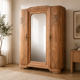 Art Deco wardrobe with bevelled mirror in solid raw walnut.
