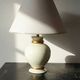 Vintage cracked cream white faience lamp Le Dauphin 1960s-70s Panama
