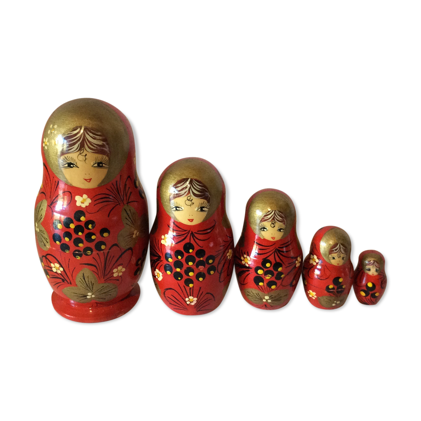 Poupées russes Matriochkas anciennes vintage rouge