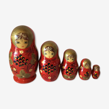 Old vintage red vintage Matriochkas Russian dolls