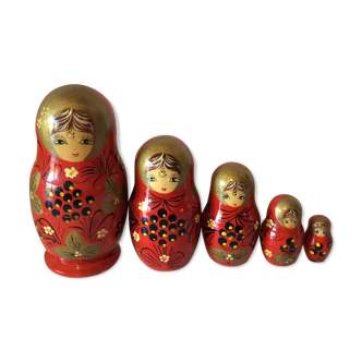 Old vintage red vintage Matriochkas Russian dolls