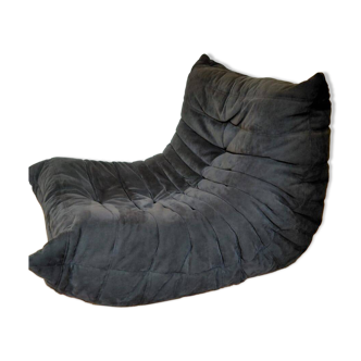 Togo armchair by Ligne Roset in anthracite alcantara.