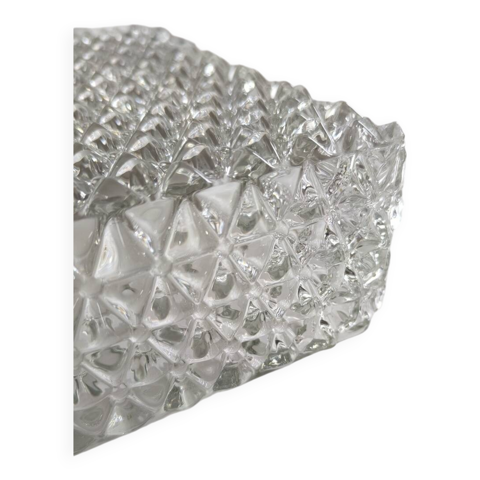 Plafonnier en verre ciselé des années 60