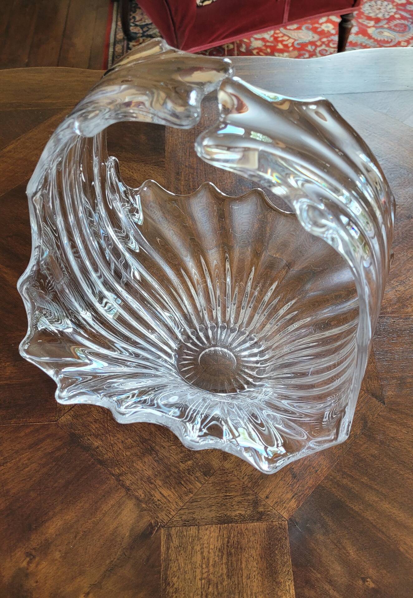 Vintage crystal art table centre vase bowl decoration basket