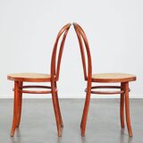 Super charming set of 2 red vintage Thonet design bistro chairs
