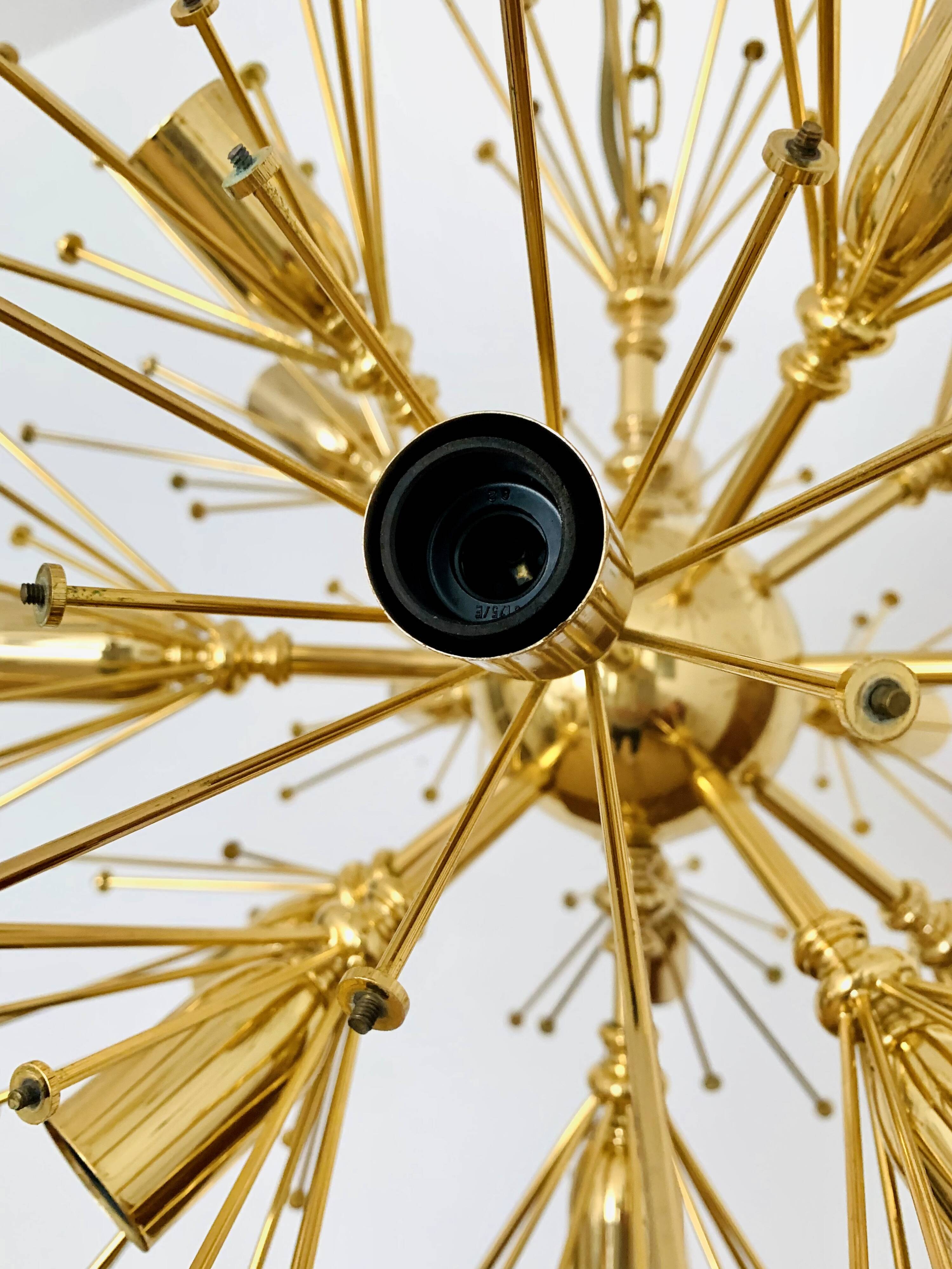Large Floral Crystal Glass Ball Chandelier by Palwa