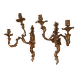 Pair of bronze sconces, mid-18th century