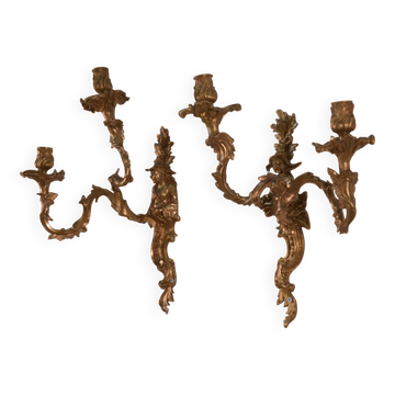 Pair of bronze sconces, mid-18th century