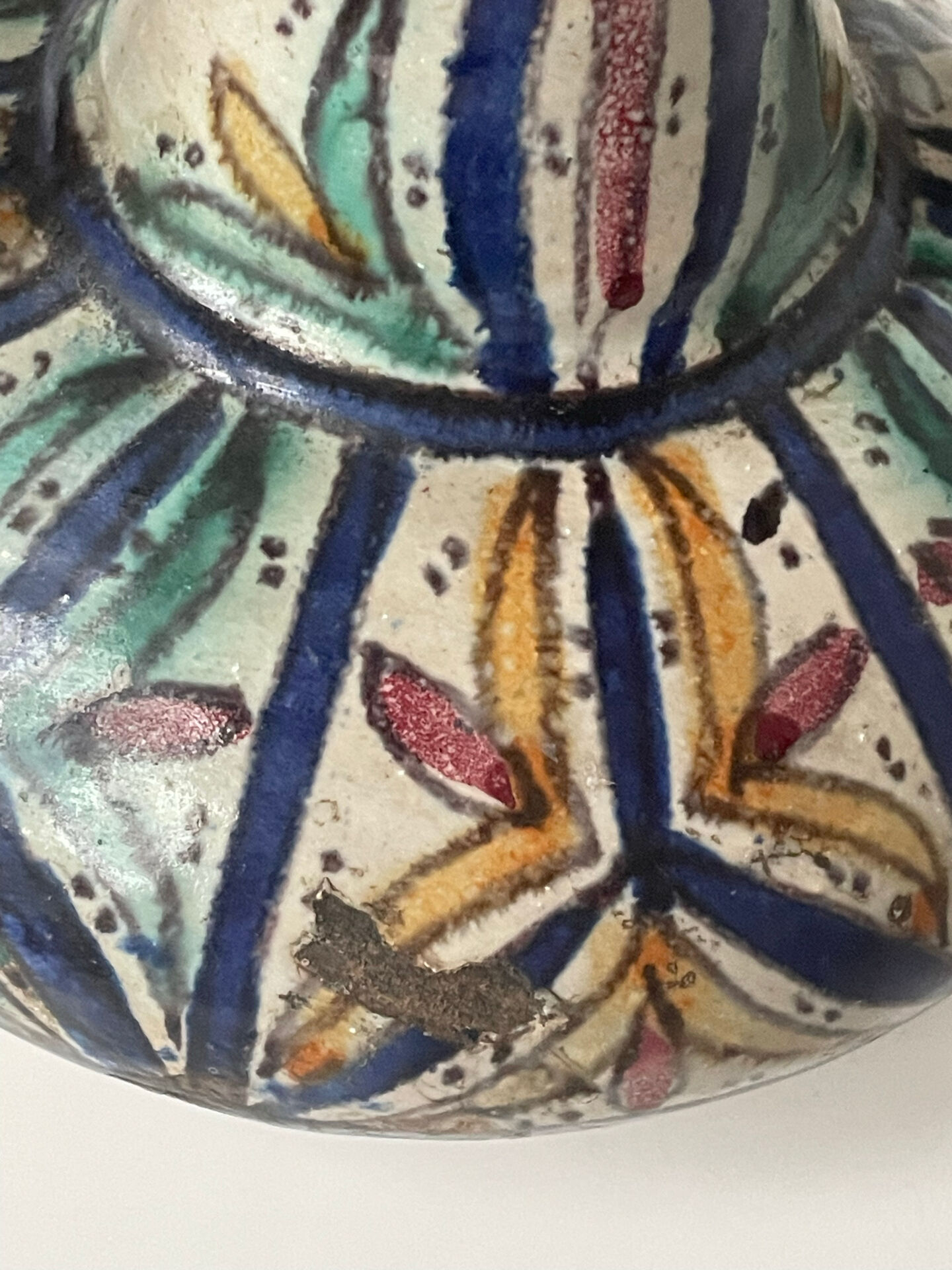 Polychrome earthenware jug, Fes, Morocco