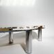 Table basse vintage chrome et marbre