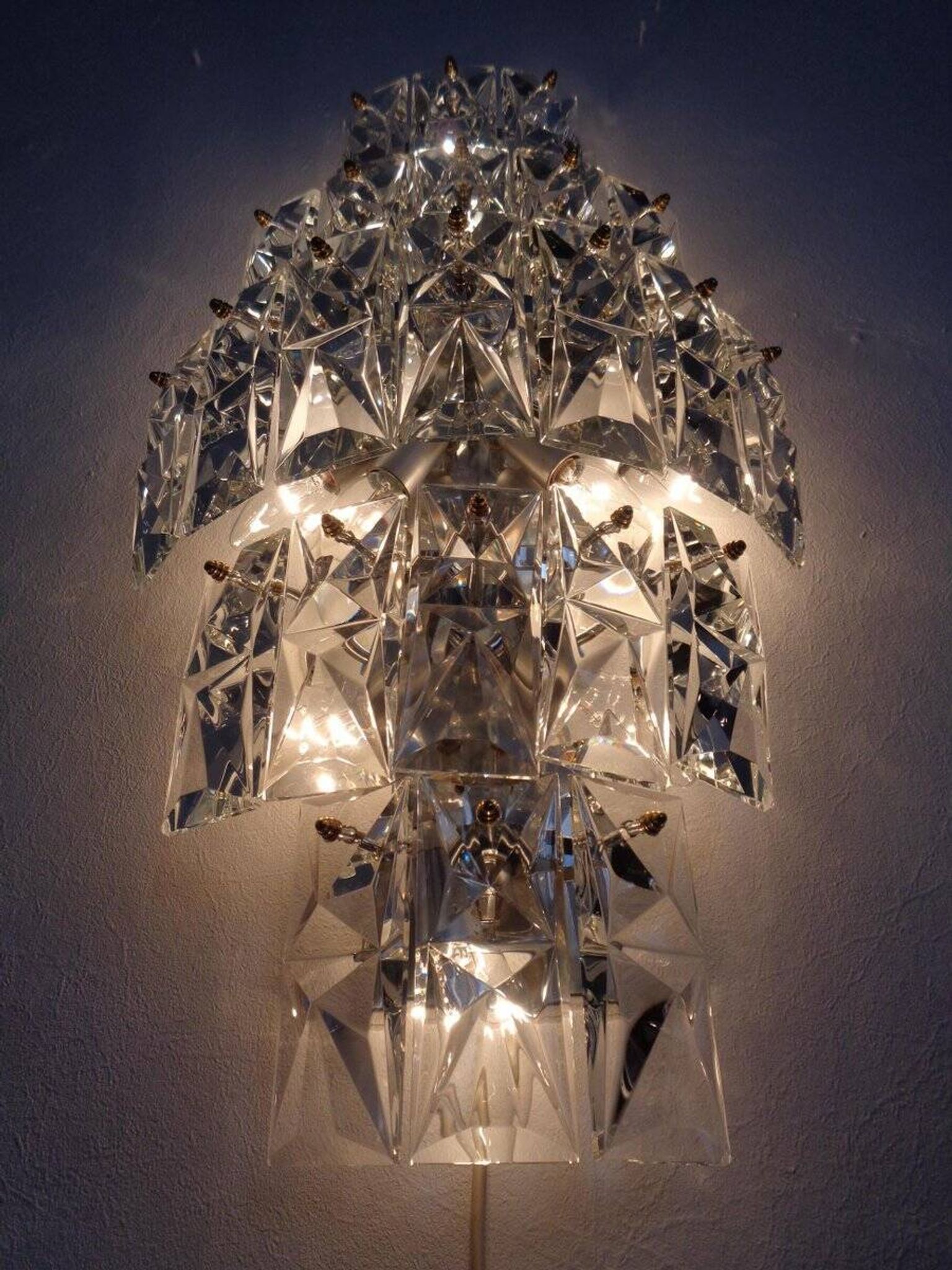 Large Crystal Glass Flush Mount from Kinkeldey, Germany, 1970s