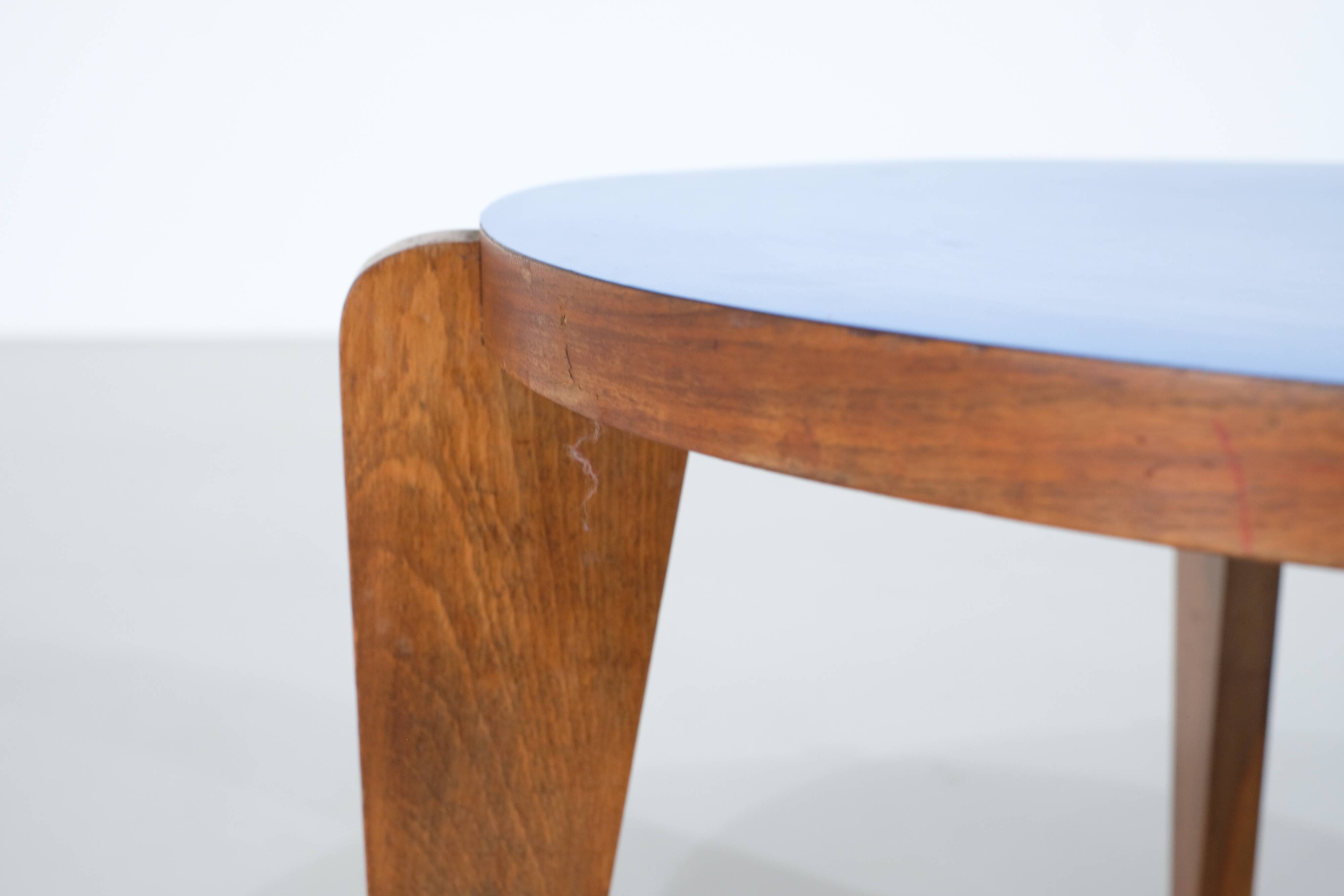 Blue lacquered wooden coffee table - 1950s