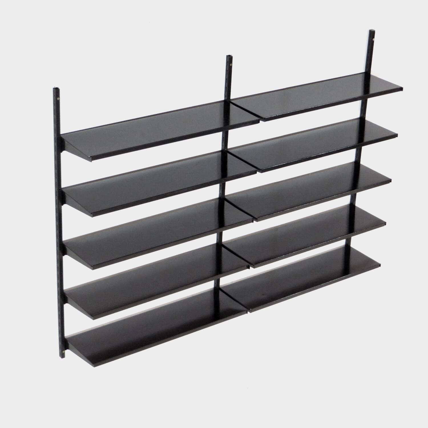 Système d'éléments muraux vintage en métal anthracite du milieu du siècle, années 1960
