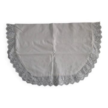 Antique embroidered half-moon crib pillowcase