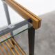 1960s serving cart, hi-fi cabinet on casters, teak, black metal, glass