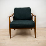 GFM-87 Beech and Fabric Armchairs by Juliusz Kędziorek for Gościcińskie Fabryki Mebli, 1960s, Set of