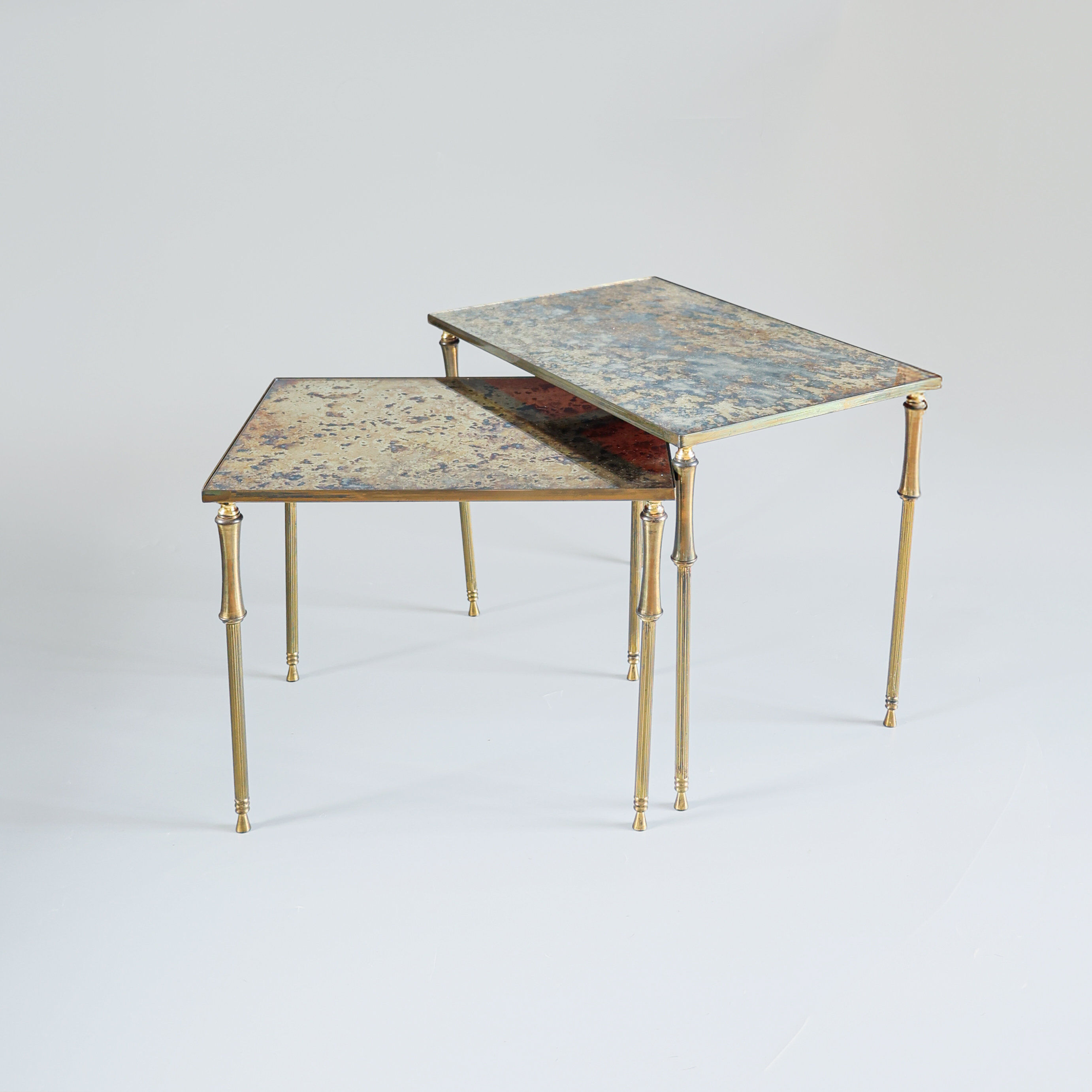 Églomisé glass nesting tables in neoclassical style, Belgium, 1960s