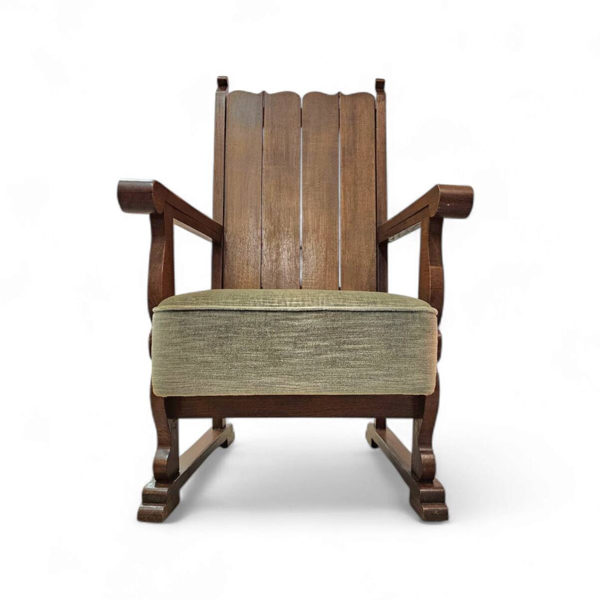Oak arm chair 1930s  Height 110 Depth 70 Width 75 Seat height 46 cm