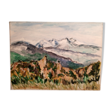 Oil painting on canvas signed by Françoise Griffiths art workshop