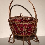 Old vintage rattan basket worker