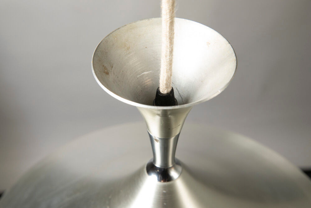 Scandinavian suspension lamp in brushed aluminum