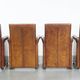 Vintage set of 4 sheepskin leather dining chairs on castors