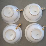 Set of 4 tea or coffee cups in Limoges porcelain