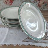 Lot de 12 assiettes creuses en faïence Longwy France modèle Trianon