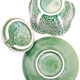 Mustard or sugar bowl from Portugal in green slurry like cabbage leaves