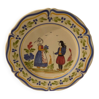 Authentic hand-painted Quimper earthenware plate