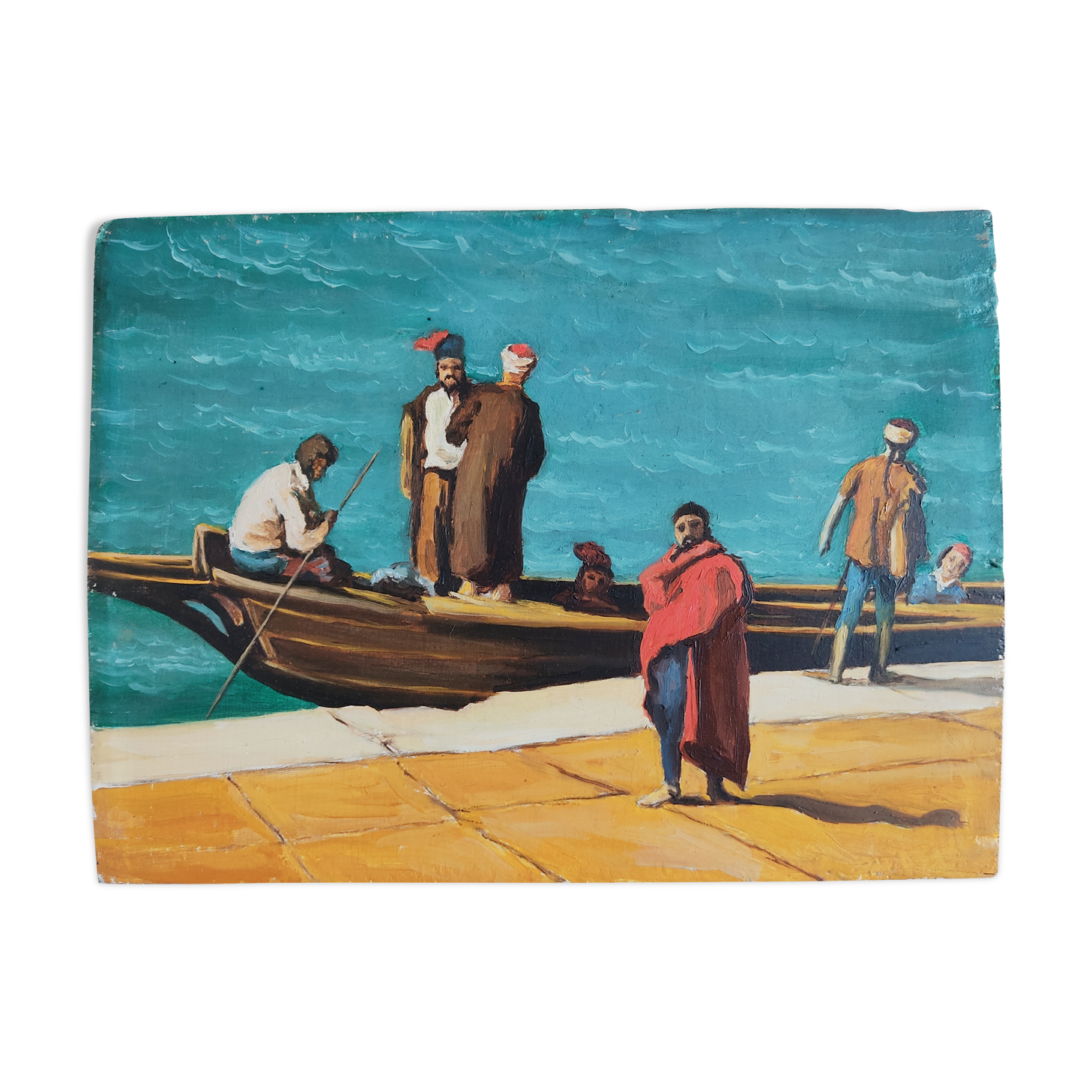 Orientalizing oil painting on panel 29.5 x 22 cm
