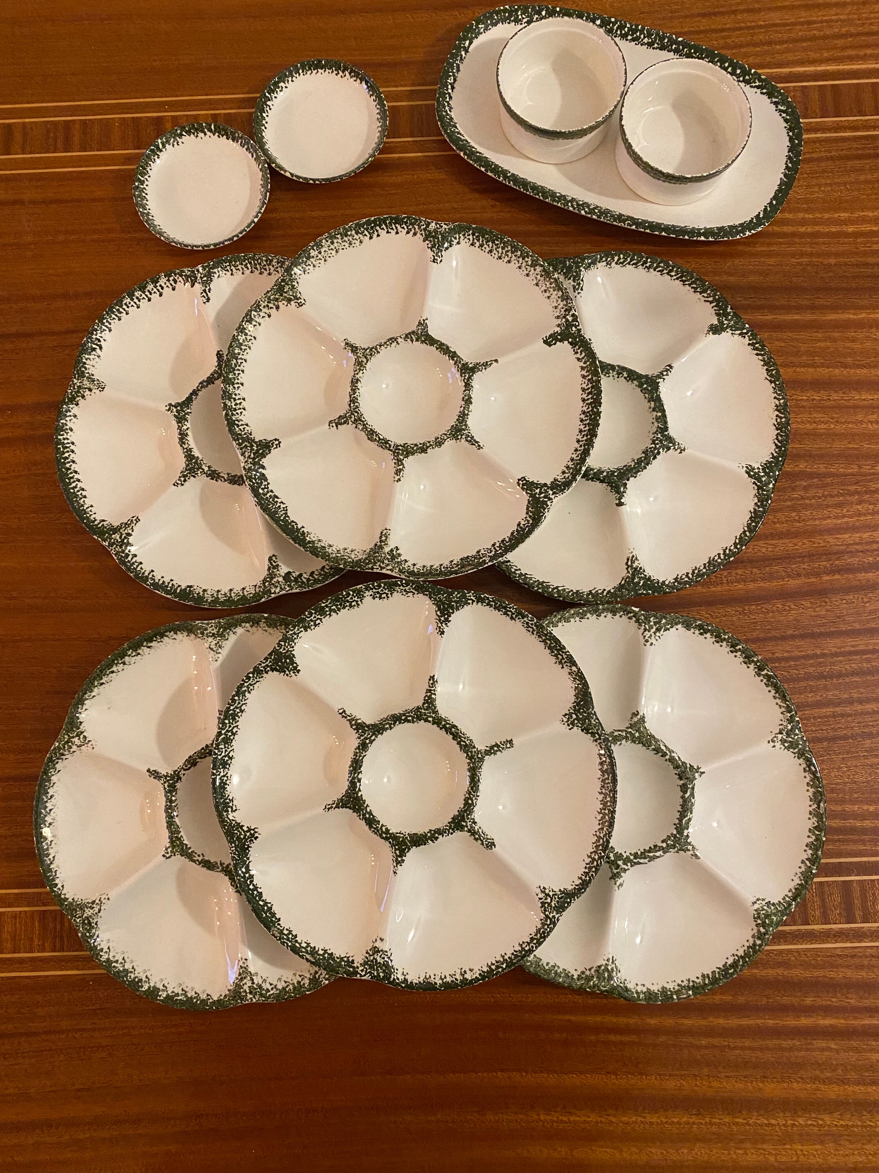 6 oyster plates, 3 ramekins and 2 Gien cups