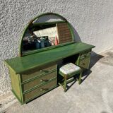 Rattan and green wicker dressing table