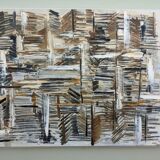 1964 Mid-Century Modern "Forest" Swedish Vintage Abstract Oil Painting, Framed