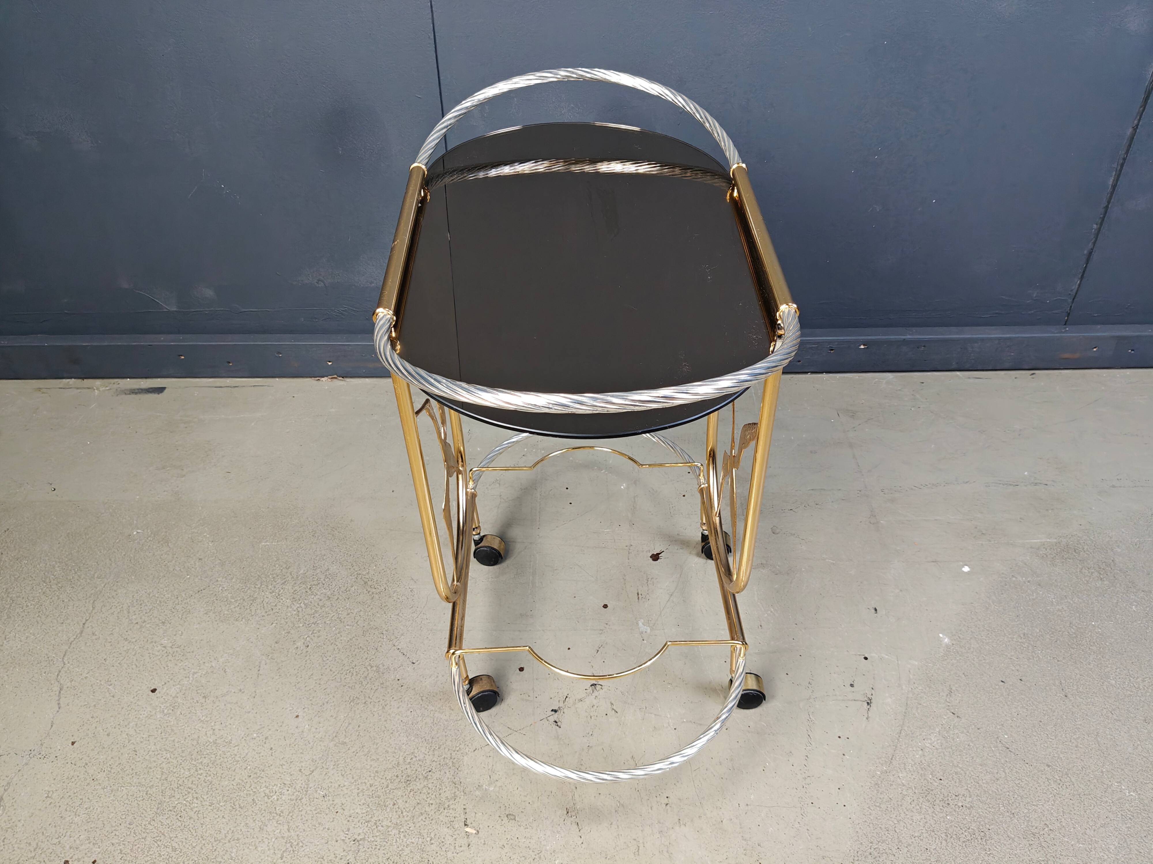 Vintage Italian brass bar cart, 1970s