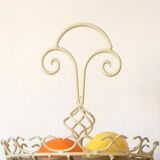 Display 2-tiered structure patinated metal rattan baskets