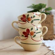 4 antique Gien ironstone coffee cups in ivory – Floral decoration