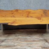 Brutalist dining table in wood and iron, 20th century