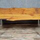 Brutalist dining table in wood and iron, 20th century
