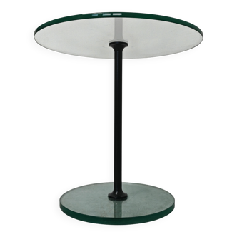 Minimalist round side table in glass by Draenert, 1983