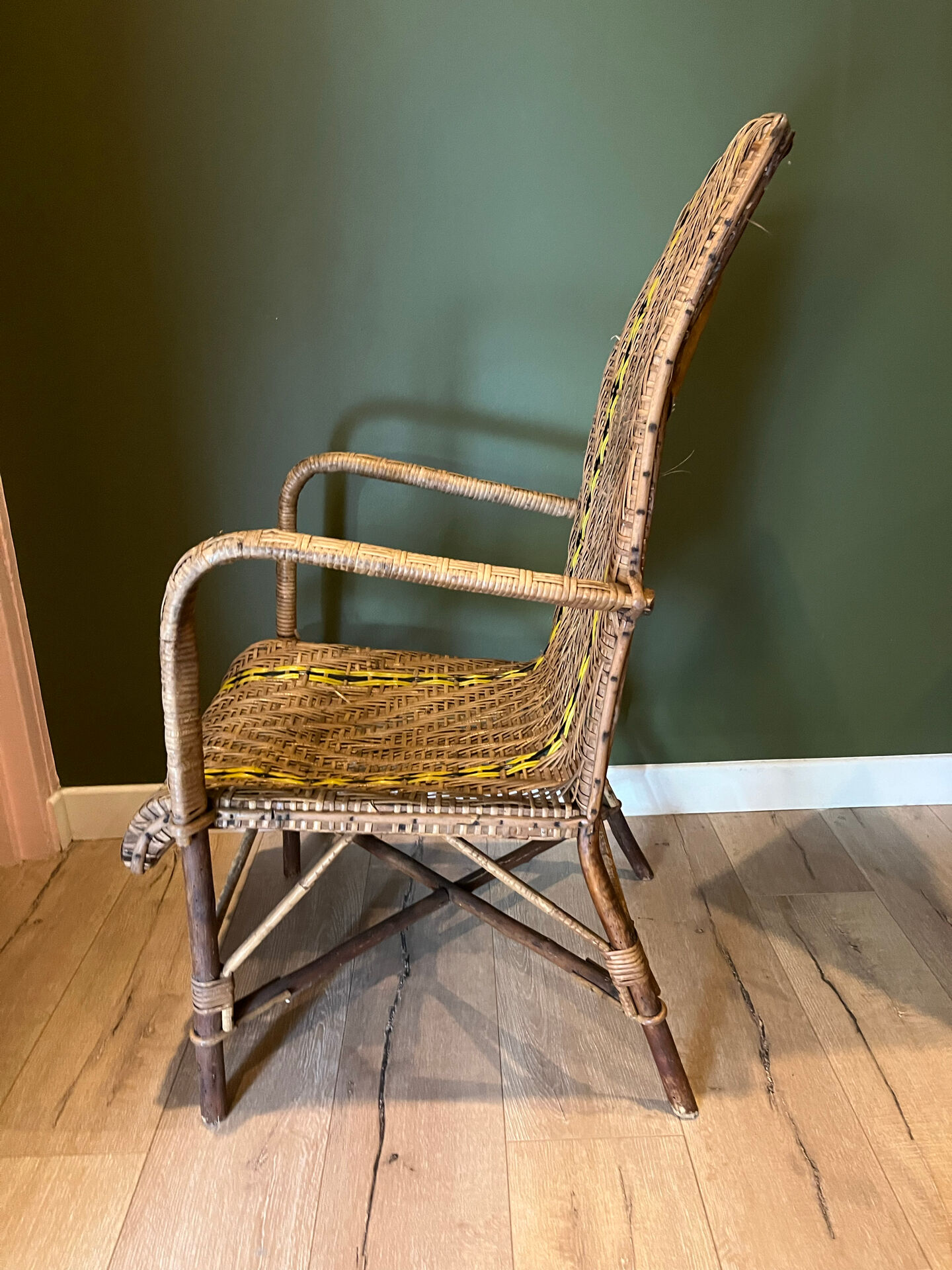 Fauteuil début de siècle rotin osier m