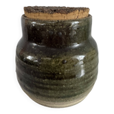 Vintage Wabi Sabi Studio Pottery Jar with Cork Lid / Belgium, 1970s in the